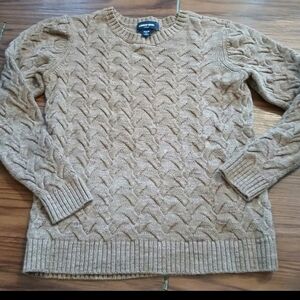 Lands' End Woman's Beige Cable Knit Crewneck Sweater